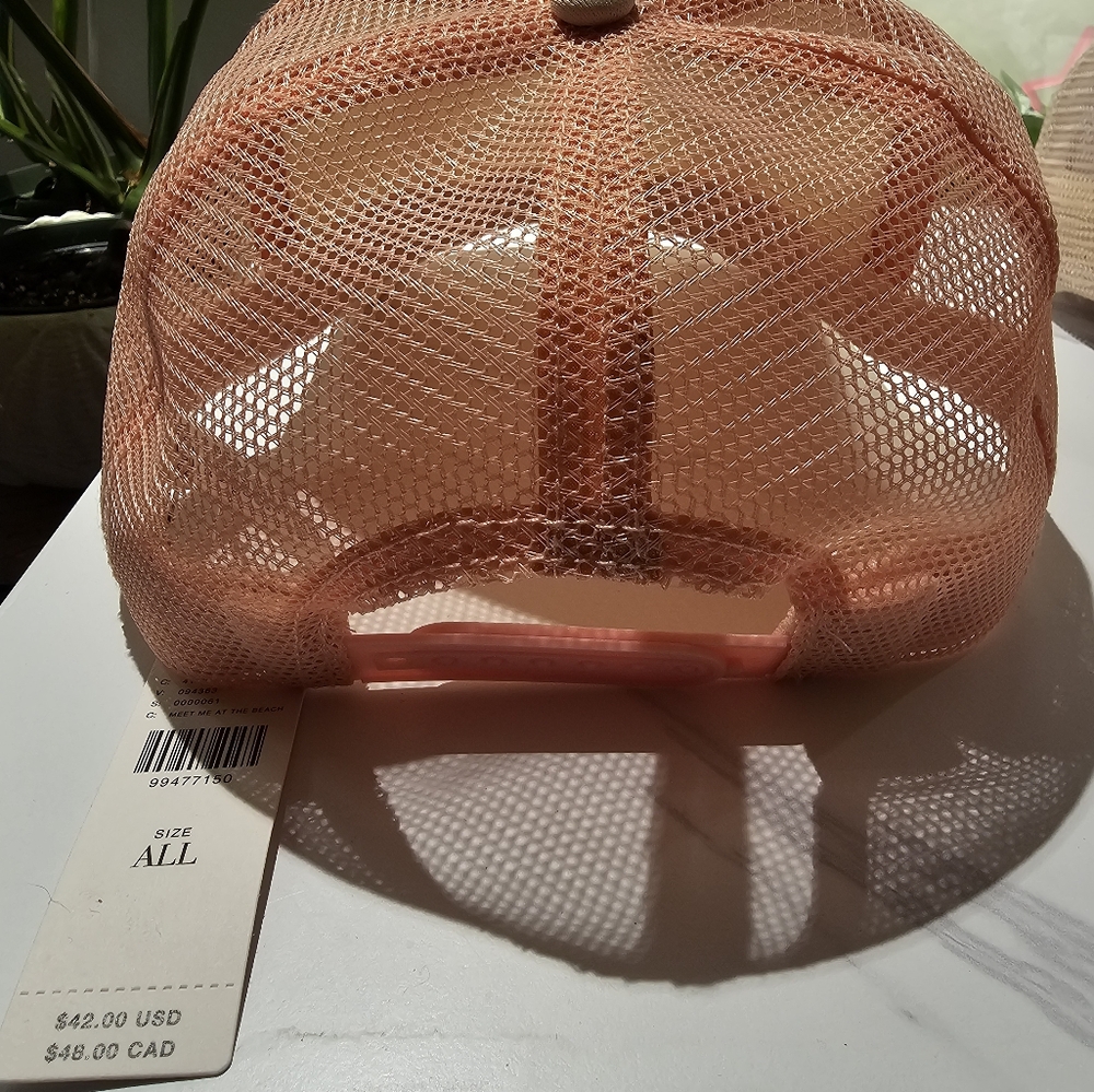 Anthropologie Meet Me at the Beach Pink and Peach Colorway Trucker Hat NWT - Picture 6 of 6